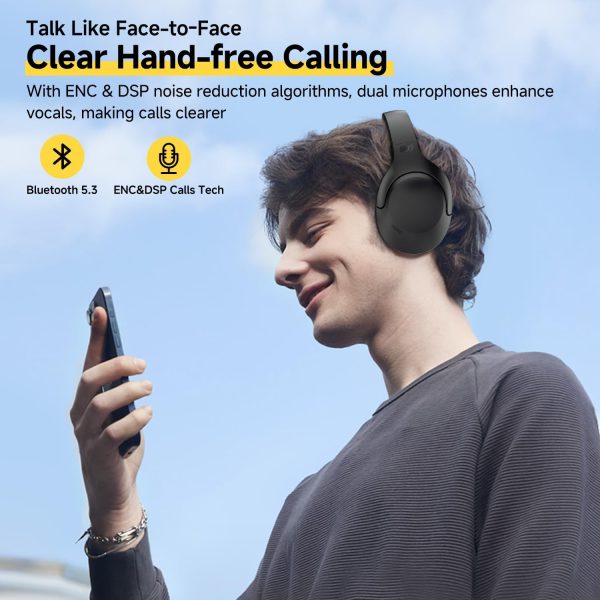 71+2LhKFY9L._AC_SL1500_ QCY H3 Lite ANC Wireless Headphones Bluetooth 5.3 Active Noise Cancelling Over Ear Headset 40mm Driver HiFi Sound Earphones - Black - GC - Image 7