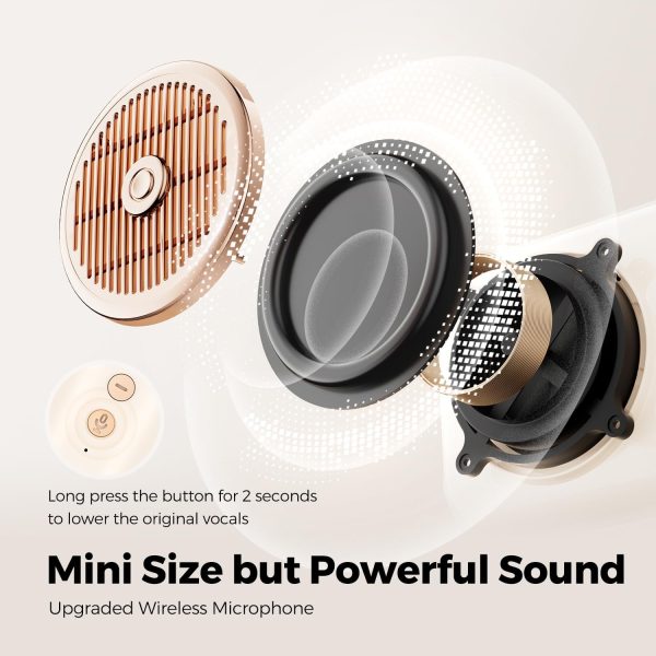 SoundPEATS Karaoke Machine for Kids Adults Hi Singing Mini Portable Bluetooth Speaker with Wireless Microphone Toys Birthday Gifts for Girls Boys Family Home Party Colorful Lights - Beige - BB - Image 6