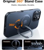 Apple iPhone 16 Pro Ostand Spin Series Case by Torras - Black - Image 6