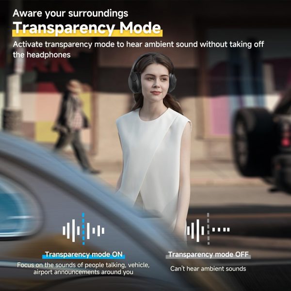 71ATNg7G-iL._AC_SL1500_ QCY H3 Lite ANC Wireless Headphones Bluetooth 5.3 Active Noise Cancelling Over Ear Headset 40mm Driver HiFi Sound Earphones - Black - GC - Image 3