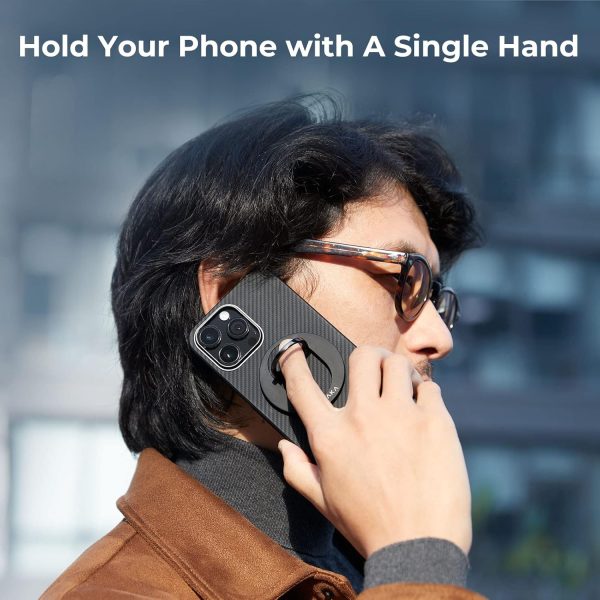 71BPe4v6p7L._AC_SL1500_ PITAKA MagEZ Grip 3 Compatible with MagSafe Ring for iPhone 16/15/14/13/12 - Black - Image 2