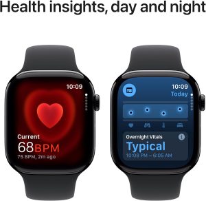 Apple Watch Series 10 GPS 46mm Smartwatch with Jet Black Aluminium Case with Black Sport Band Fitness Tracker ECG App Always-On Retina Display Water Resistant - Image 3