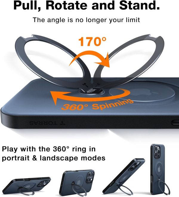 71+W1M8o5lL._AC_SL1500_ Apple iPhone 16 Pro Ostand Spin Series Case by Torras - Black - Image 7