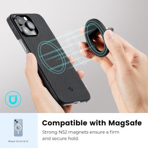 PITAKA MagEZ Grip 3 Compatible with MagSafe Ring for iPhone 16/15/14/13/12 - Black - Image 9