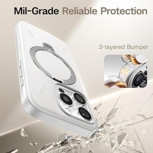 Apple iPhone 16 Pro Max Ostand Spin Fusion Series Case by Torras - Ivory White - Image 2