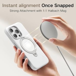 Apple iPhone 16 Pro Max Ostand Spin Fusion Series Case by Torras - Ivory White - Image 4