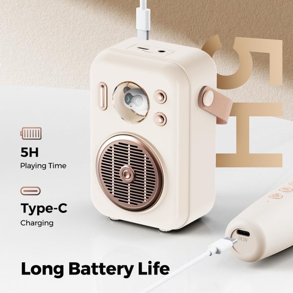 SoundPEATS Karaoke Machine for Kids Adults Hi Singing Mini Portable Bluetooth Speaker with Wireless Microphone Toys Birthday Gifts for Girls Boys Family Home Party Colorful Lights - Beige - BB - Image 4