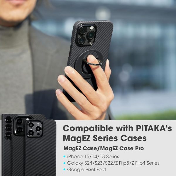 71rXytqsaEL._AC_SL1500_ PITAKA MagEZ Grip 3 Compatible with MagSafe Ring for iPhone 16/15/14/13/12 - Black - Image 6