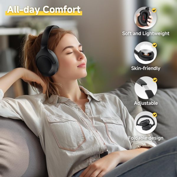 71v+nXMZmsL._AC_SL1500_ QCY H3 Lite ANC Wireless Headphones Bluetooth 5.3 Active Noise Cancelling Over Ear Headset 40mm Driver HiFi Sound Earphones - Black - GC - Image 4