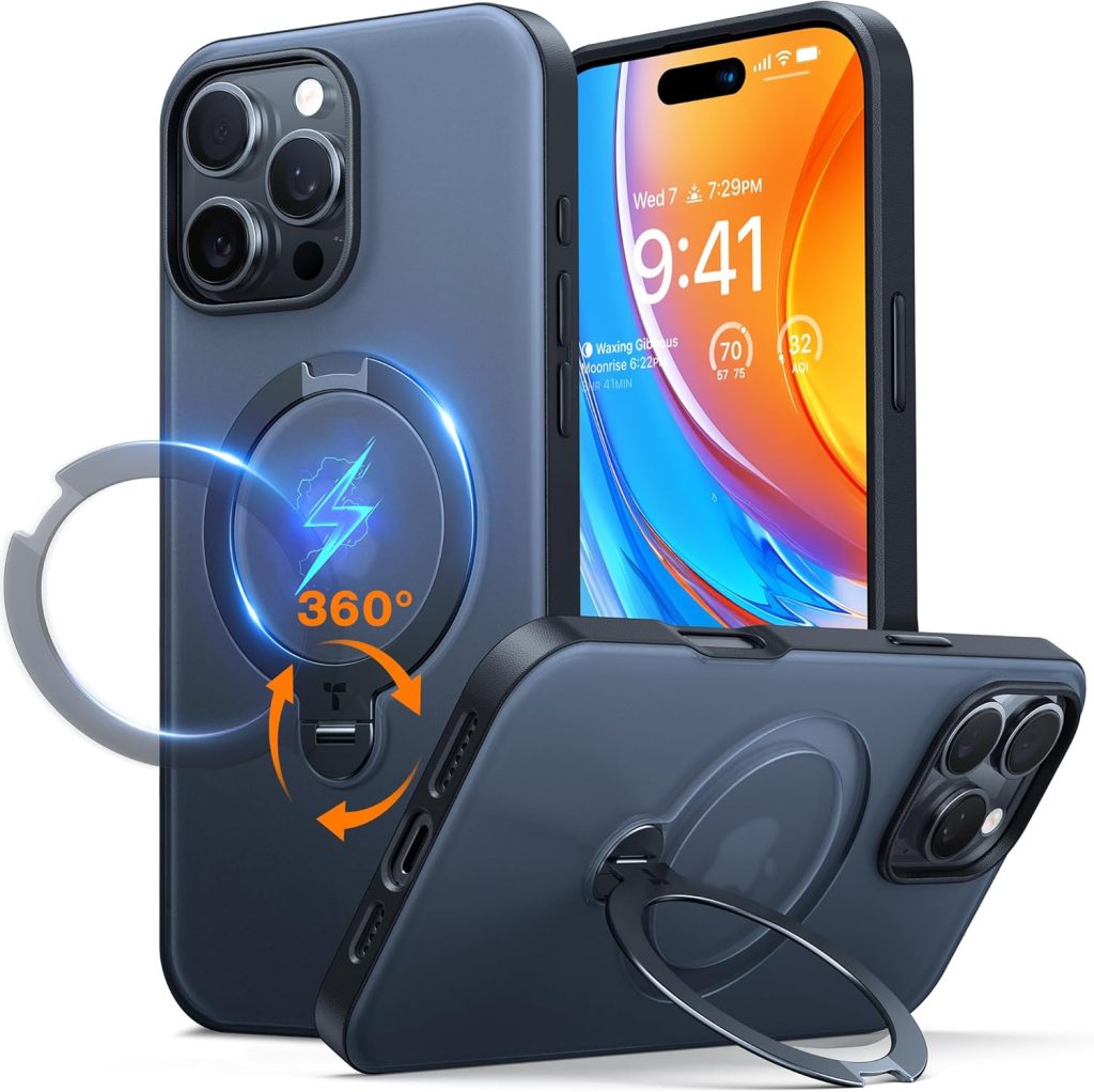 Apple iPhone 16 Pro Max Ostand Spin Series Case by Torras - Black best price in pakistan