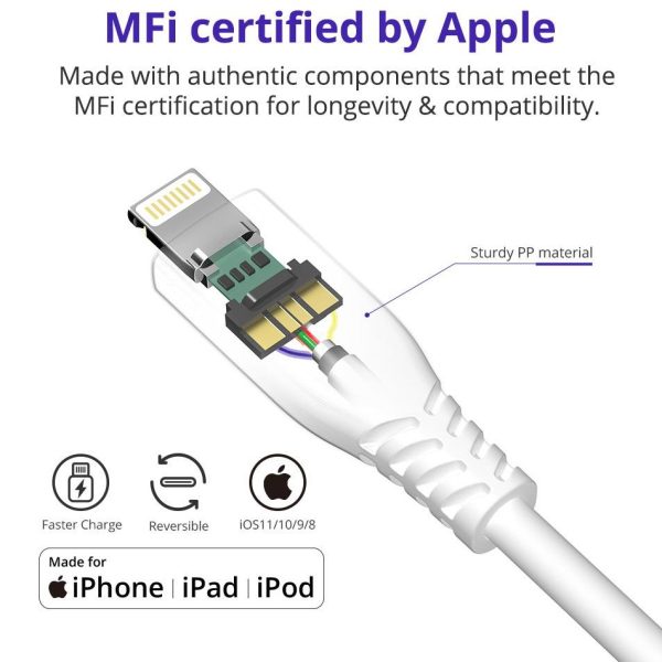 H97f0e32ba289476990f4e66bcf8529a1U-EEZEPC Tronsmart LAC01 4ft Lightning Cable - White - BB - Image 3