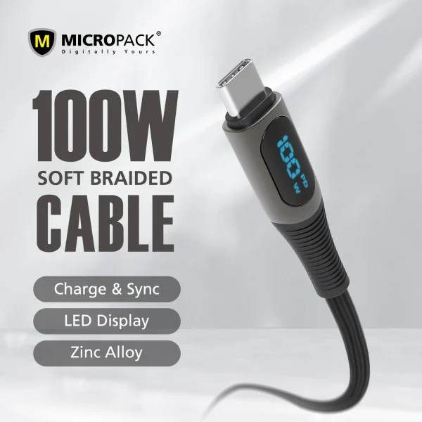 Micropack 100W USB-C to USB-C Cable 2m MC-C100 - Black - GC - Image 8