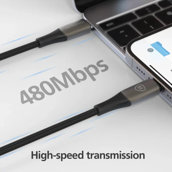 Micropack 100W USB-C to USB-C Cable 2m MC-C100 - Black - GC - Image 3