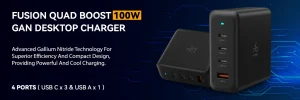 Taar Fusion Quad Boost 100W GaN Desktop Charger - Black - Image 2