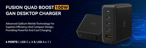 100W-Charger-RichMedia-Banner-1 Taar Fusion Quad Boost 100W GaN Desktop Charger - Black - Image 2