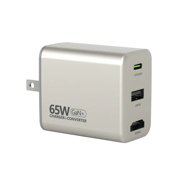 31ebc4370166f179d3bfdc3e4fceb5b0_291cb132-782c-44df-a814-a81473486ffc_1400x Micropack 65W GaN Wall Charger and Converter MWC-265H - US Plug - Titanium - GC - Image 1