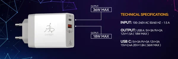 Taar Fusion Dual Boost PD 36W (C to C Cable Included) - White - Image 3