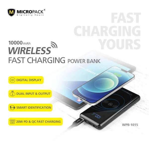 Micropack 22.5W 10000mAh PD Fast Charger Wireless Power Bank WPB-1015 - Black - GC - Image 9