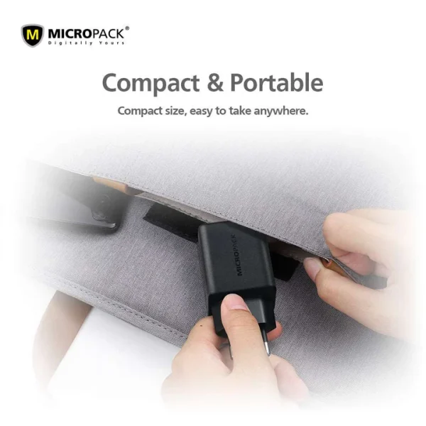Micropack 20W Phone Charger Fast Charging Dual Port PD MWC-220PD - US Plug - Black - GC - Image 3