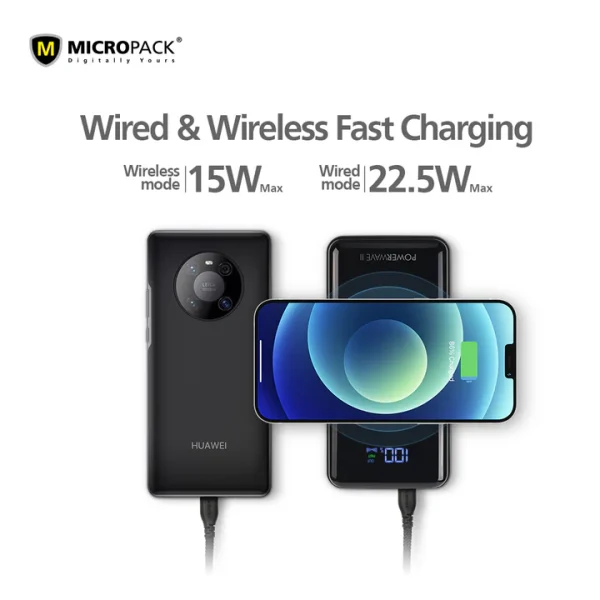 Micropack 22.5W 10000mAh PD Fast Charger Wireless Power Bank WPB-1015 - Black - GC - Image 3