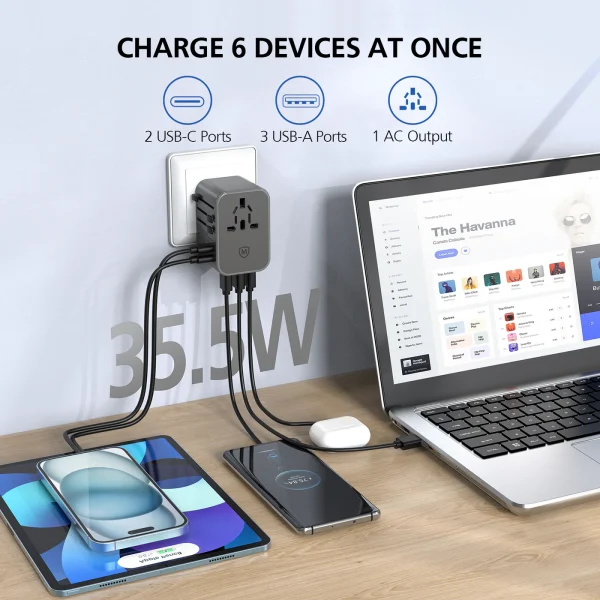 Micropack International Universal Travel Adapter 35W MTA-535 - Black - GC - Image 8