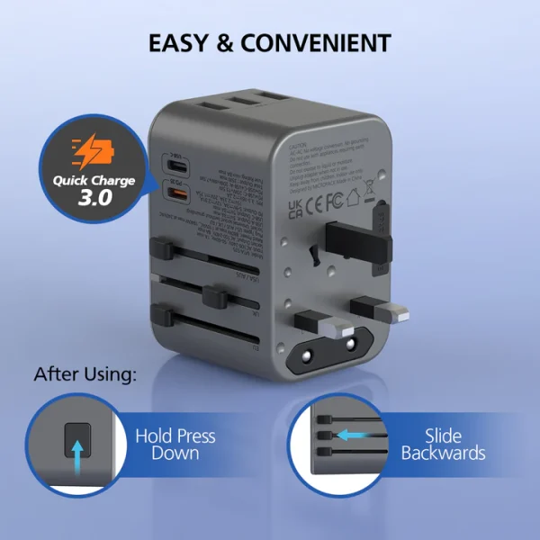 Micropack International Universal Travel Adapter 35W MTA-535 - Black - GC - Image 5