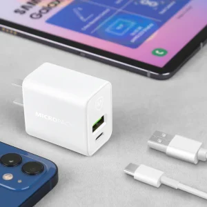 Micropack 33W Fast Charging USB C Wall Charger Dual Port MWC-233PD - US Plug - White - GC - Image 2