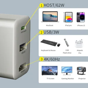 Micropack 65W GaN Wall Charger and Converter MWC-265H - US Plug - Titanium - GC - Image 5