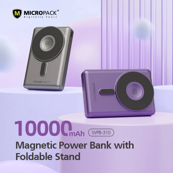 Micropack Power Wave V 3 in 1 Fast Charging Magnetic Wireless Power Bank 10000mAh WPB-310 - Black - GC - Image 9
