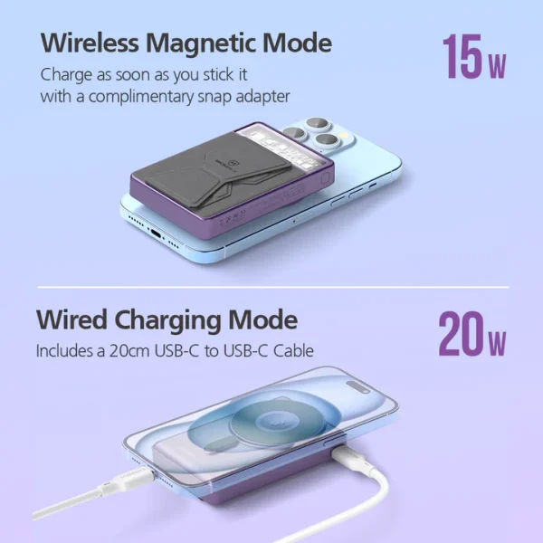 Micropack Power Wave V 3 in 1 Fast Charging Magnetic Wireless Power Bank 10000mAh WPB-310 - Black - GC - Image 5