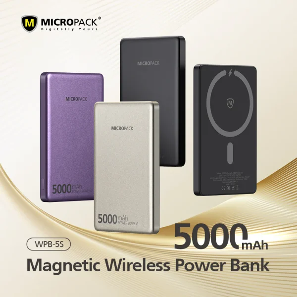 Micropack 5000mAh Slim Magnetic Wireless Power Bank PD Fast Charging WPB-5S - Black - GC - Image 1