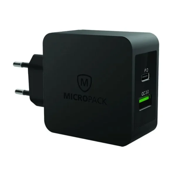 micropack_micropack_mwc-248_pd_eu_pd_smart_wall_charger_-48w-_full04_dpe86smf Micropack Wall Charger Dual Port Fast Charging 48 Watt MWC- 248PD - Black - GC - Image 1
