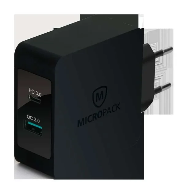 micropack_micropack_pd_smart_wall_charger_48w_-mwc-248_pd_eu-_full02_npi675rf Micropack Wall Charger Dual Port Fast Charging 48 Watt MWC- 248PD - Black - GC - Image 2
