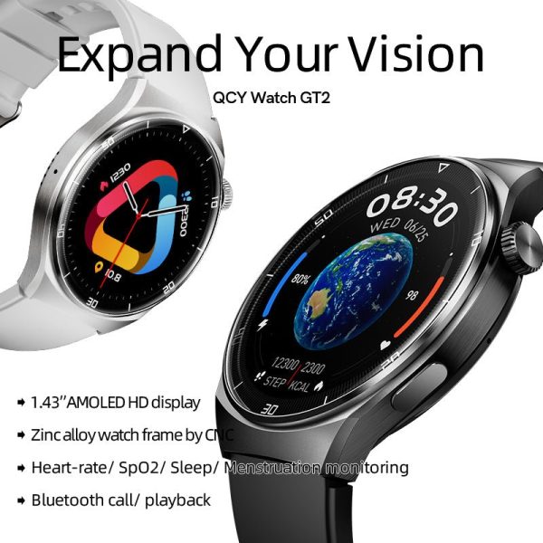 QCY GT2 Smart Watch With 1.43 AMOLED Display Zinc Alloy Watch Frame - Black - GC - Image 7
