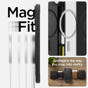 Apple iPhone 16 Pro Rugged Armor MagFit Case by Spigen - ACS08115 - Black - Image 4