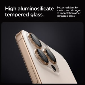 Apple iPhone 16 Pro Max / 16 Pro / 15 Pro Max / 15 Pro Camera Lens Protector GlasTR EZ Fit Optik Pro by Spigen - AGL08862 - Desert Titanium - 2 PACK - Image 6