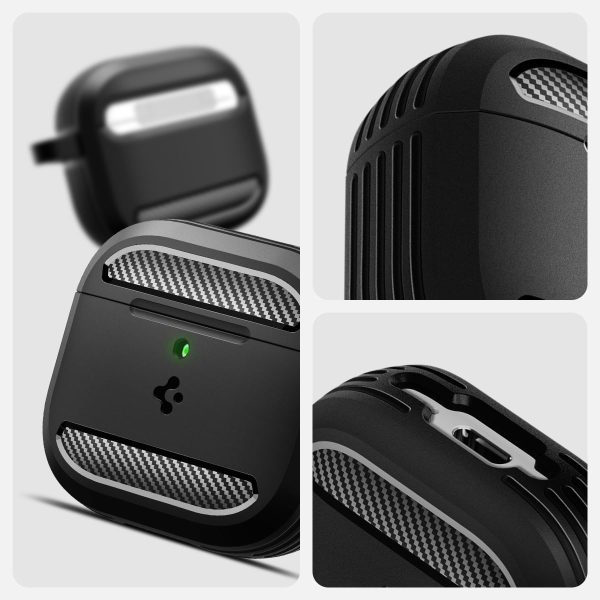 61CU7L65gZL._AC_SL1200_ Apple Airpods 4 Rugged Armor Case by Spigen - ACS08642  - Matte Black - Image 2