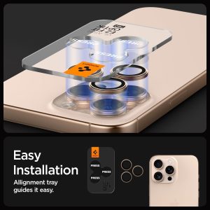 Apple iPhone 16 Pro Max / 16 Pro / 15 Pro Max / 15 Pro Camera Lens Protector GlasTR EZ Fit Optik Pro by Spigen - AGL08862 - Desert Titanium - 2 PACK - Image 5