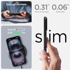 Apple iPhone 16 Plus Thin Fit MagFit Case by Spigen - ACS08060 - Black - Image 2