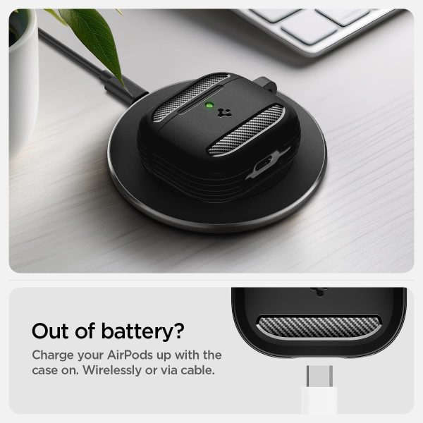 61OyBDkng1L._AC_SL1200_ Apple Airpods 4 Rugged Armor Case by Spigen - ACS08642  - Matte Black - Image 4