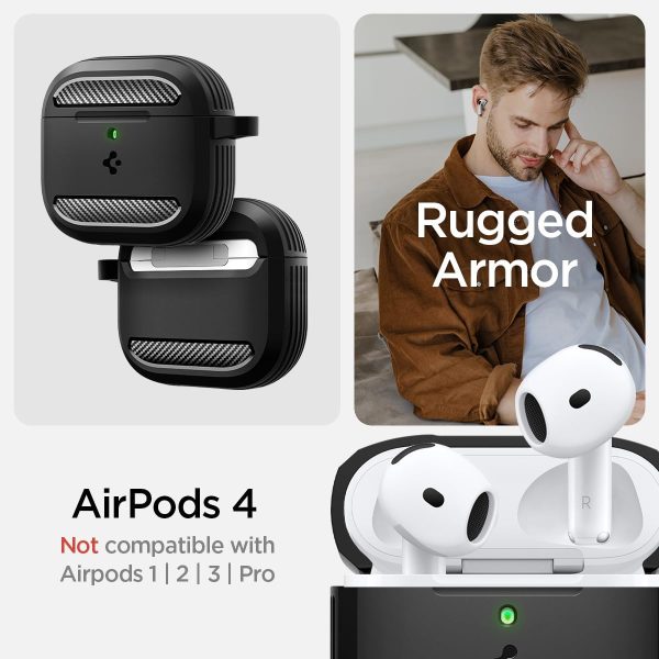 61hbIRkHQrL._AC_SL1200_ Apple Airpods 4 Rugged Armor Case by Spigen - ACS08642  - Matte Black - Image 7
