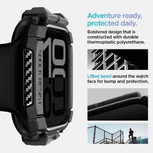 Apple Watch Series 10 46mm Rugged Armor Case by Spigen - ACS08597  - Matte Black - Image 5