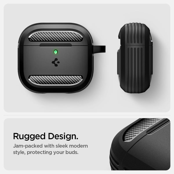 61wc+S2cnzL._AC_SL1200_ Apple Airpods 4 Rugged Armor Case by Spigen - ACS08642  - Matte Black - Image 6