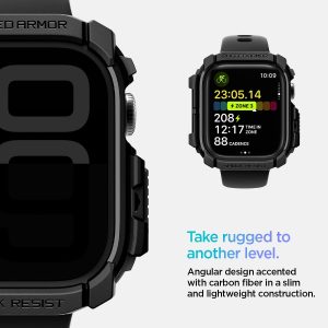 Apple Watch Series 10 46mm Rugged Armor Case by Spigen - ACS08597  - Matte Black - Image 6