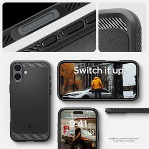 Apple iPhone 16 Pro Rugged Armor MagFit Case by Spigen - ACS08115 - Black - Image 2