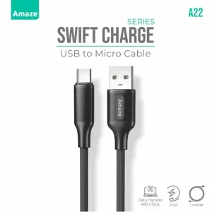 AMAZE A22 SWIFT CHARGE USB TO MICRO CABLE 2.4A 1M Best Price in Pakistan