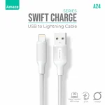 AMAZE A24 SWIFT CHARGE USB TO IP CABLE 2.4A 1M - WHITE - BIS