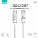 AMAZE A40 ULTRA CHARGE TYPE C TO TYPE C CABLE 60W 1M - WHITE - BIS
