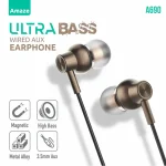 AMAZE A690 Ultra Bass Wired Aux Earphone - Metallic Brown - BIS