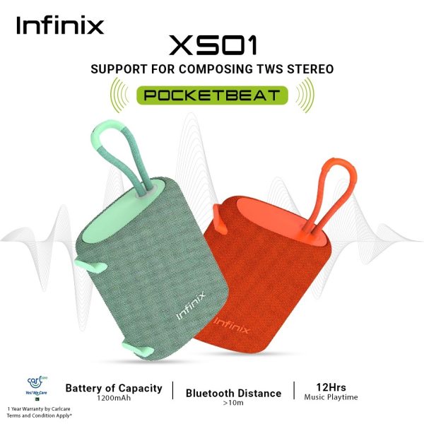Infinix XS01 Pocket Beat Wireless Bluetooth Speaker - Green - Image 3